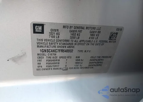 2015 Chevrolet Tahoe Ls from USA, damaged, VIN 1GNSCAKC7FR648802